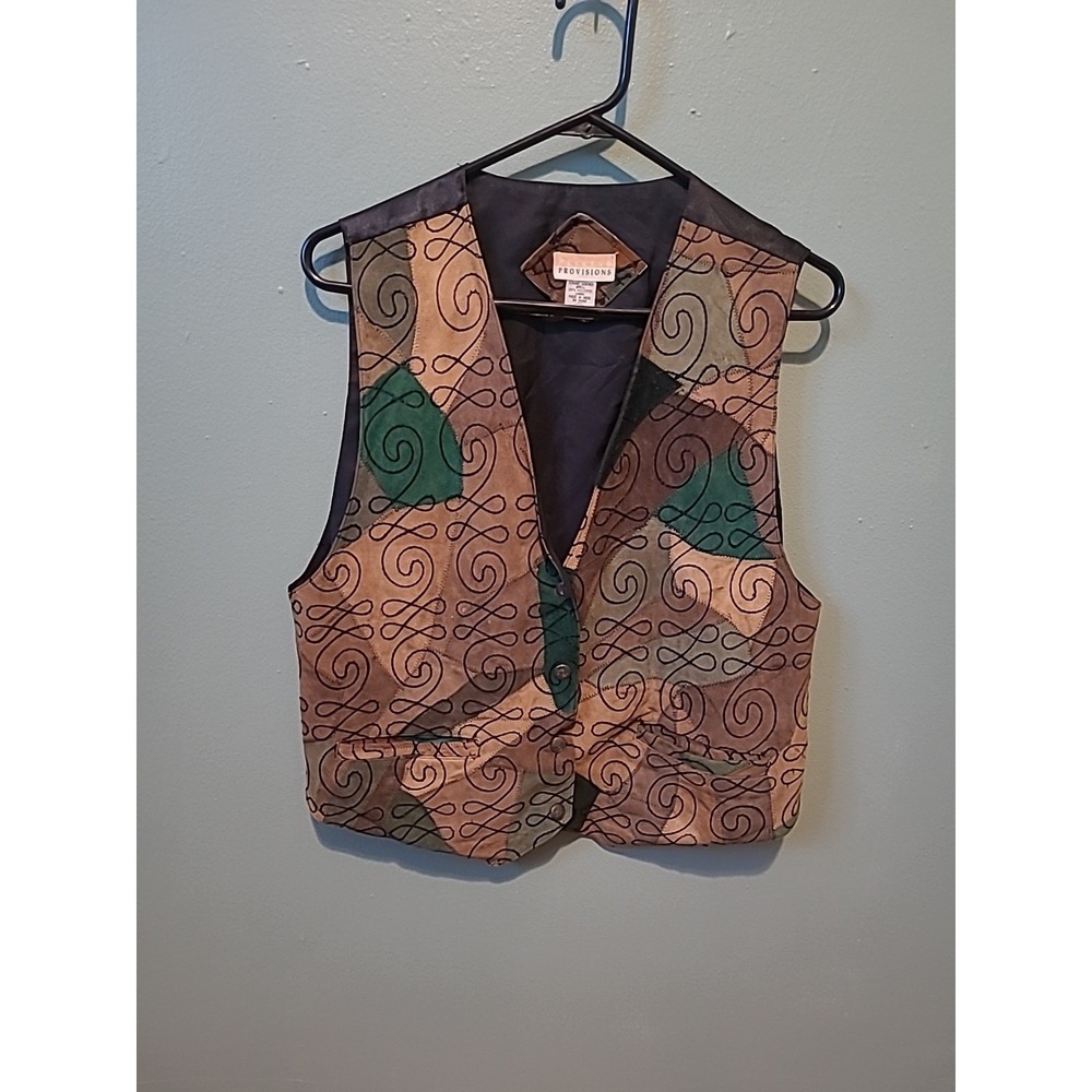 Vintage Patchwork Leather Vest Men's Size Large‎